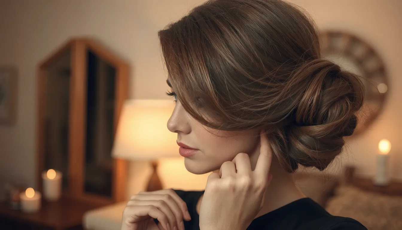 coiffure simple cheveux mi long pour soirée